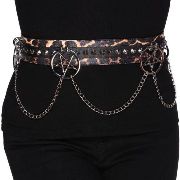 🆕Killstar"Feline Fancy" Pentagram Leopard Belt - Picture 3 of 11